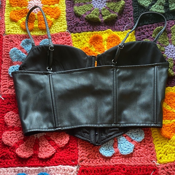 Windsor Black Faux Leather Crop Top - Picture 2 of 7